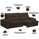 Ver imagem 4 de Sofá Retrátil Reclinável para Sala de Estar Living 280cm Nápoles F04 Veludo Marrom - Lyam Decor