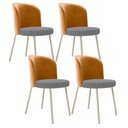 Ver imagem 1 de Kit 4 Cadeiras Sala de Jantar Estofada Gavi Arena L02 Couríssimo Whisky Pied Poule Lyam Decor