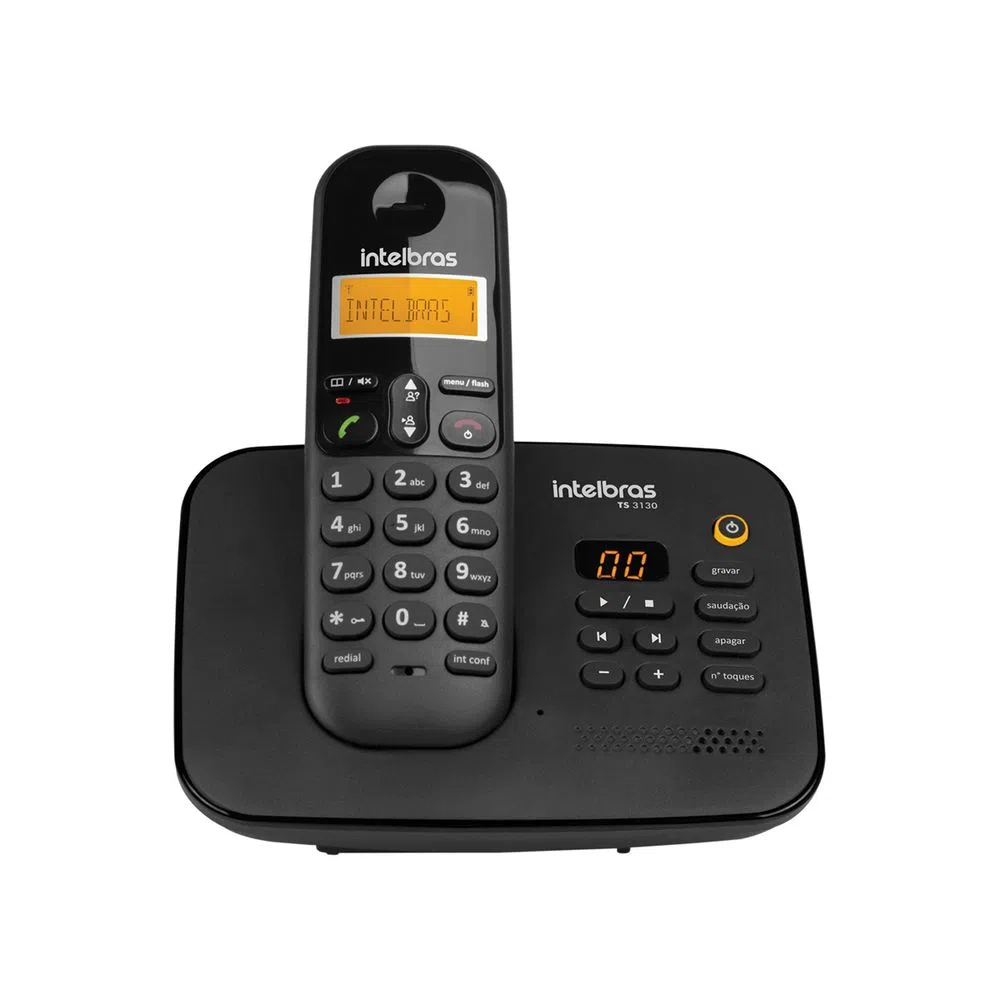 Telefone Fixo Sem Fio Digital Intelbras Ts3130 Preto Com Secretária Eletrônica