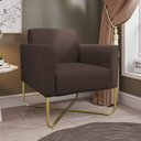Ver imagem 2 de Poltrona Decorativa Isabella Base X Suede Marrom/Dourado - Gran Belo