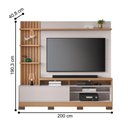 Ver imagem 3 de Home para TV Atena 65" 200cm MDF-MDP Ripado com LED Freijó Off White Colibri Móveis