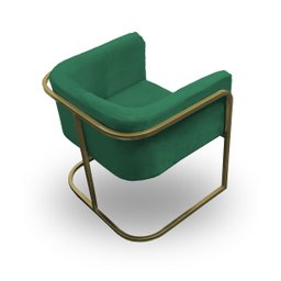 Poltrona Betina - Base Quadrada Dourada -várias Cores:verde Escuro - 4