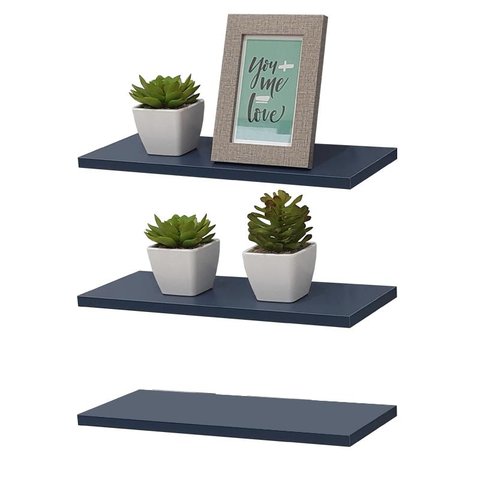 Kit 3 Prateleiras 40 X 15cm Azul Suporte Invisível