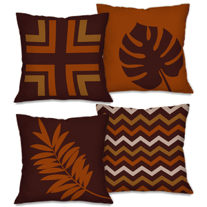 Kit com 4 Capas para Almofadas Decorativas Folhas