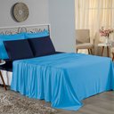 Ver imagem 1 de Jogo de Cama Casal Viúva Nobre 4 Peças Malha 100% Algodão - Turquesa / Azul-marinho