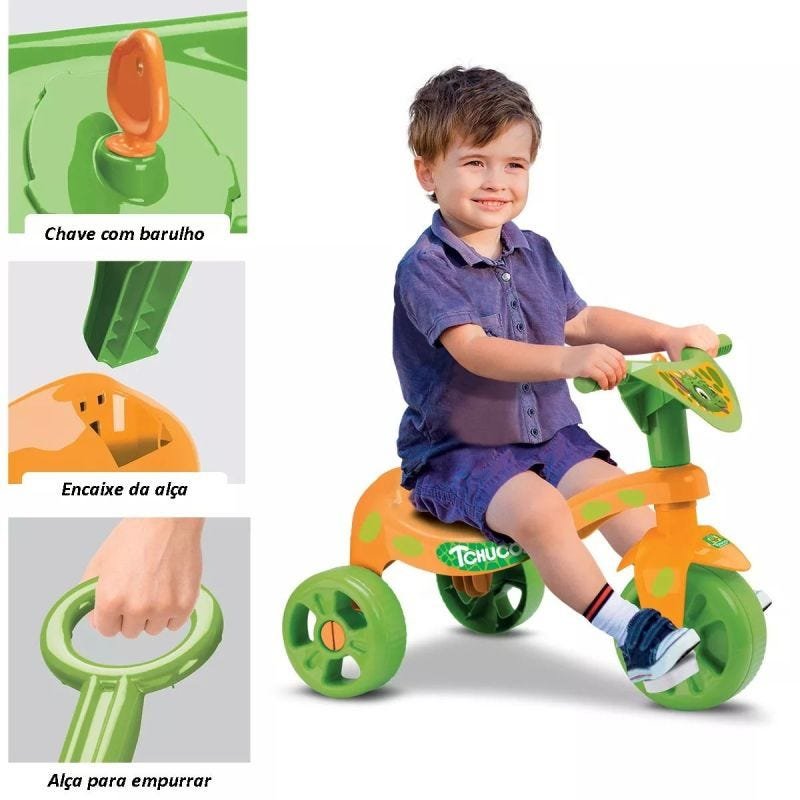 Triciclo Motoca Infantil Ice Com Haste Tchuco Samba Toys