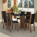 Ver imagem 1 de Conjunto Sala de Jantar Mesa Tampo de Vidro 6 Cadeiras Rustic Preto Viola Madesa Sintético