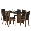 Ver imagem 2 de Conjunto Sala de Jantar Mesa Tampo de Vidro 6 Cadeiras Rustic Preto Viola Madesa Sintético