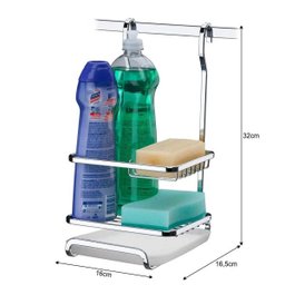 Organizador De Louça Sabão, Detergente E Esponja Para Barra De Cozinha - Aço Cromado - 4