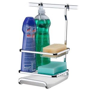 Organizador De Louça Sabão, Detergente E Esponja Para Barra De Cozinha - Aço Cromado