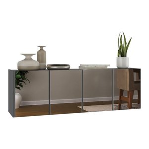 Aparador Buffet Suspenso com Espelhos 4 Portas Multimóveis Mp8005 Grafite Grafite