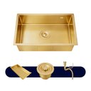 Ver imagem 4 de Cuba Cozinha Gourmet Nano Inox 304 Escovado 50x40 Dourada Completa Brinovar