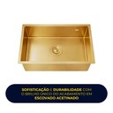 Ver imagem 5 de Cuba Cozinha Gourmet Nano Inox 304 Escovado 50x40 Dourada Completa Brinovar