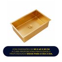 Ver imagem 3 de Cuba Cozinha Gourmet Nano Inox 304 Escovado 50x40 Dourada Completa Brinovar