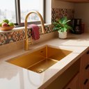 Ver imagem 7 de Cuba Cozinha Gourmet Nano Inox 304 Escovado 50x40 Dourada Completa Brinovar