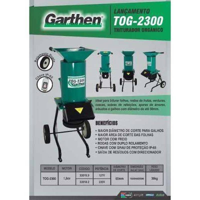 Triturador Orgânico Elétrico - Tog 2300 1800w 110v - Garthen - 3