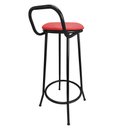 Ver imagem 4 de Banqueta Alta Drink New de Metal Estofada Banco Alto para Cozinha Bar Balcão Preta Assento:vermelho/