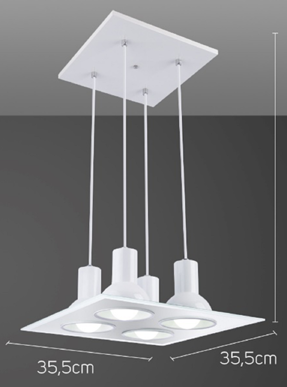 Lustre Sala de Jantar Pendente Cozinha Vidro 4 Lampadas E27 Bivolt:cobre/110v/220v - 2