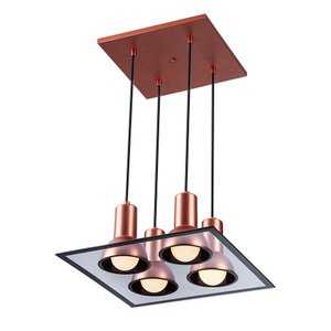 Lustre Sala de Jantar Pendente Cozinha Vidro 4 Lampadas E27 Bivolt:cobre/110v/220v