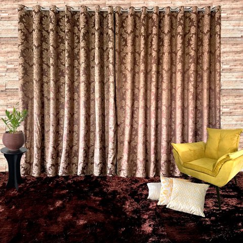 Cortina Jacquard Blackout Marrom 2,80m X 1.80m