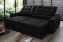Ver imagem 1 de Sofá Retrátil/Reclinável Alaska 2,30m Suede Velut Preto c/ Molas no Assento - King House