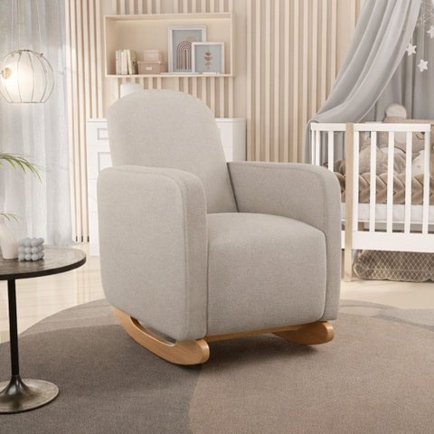 Poltrona de Amamentação com Balanço Orgânica Saori W01 Bouclê Creme - Lyam Decor