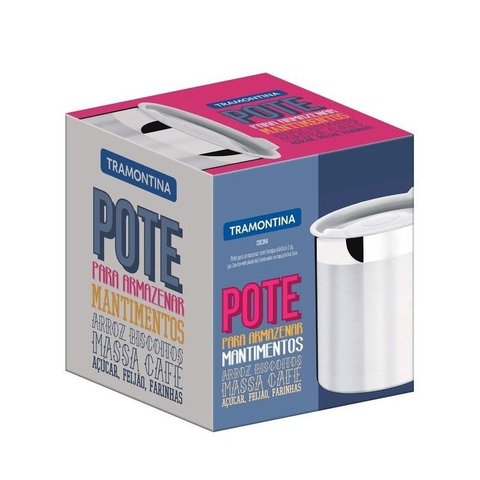 Pote Tramontina em ACO INOX para Mantimentos com Tampa Plastica 16 CM 3,4 L