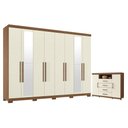 Ver imagem 5 de Guarda Roupa Casal 8 Portas 4 Gavetas Master New com Espelho e Pés e Cômoda Havana Master com Rodizi