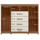 Ver imagem 4 de Guarda Roupa Casal 8 Portas 4 Gavetas Master New com Espelho e Pés e Cômoda Havana Master com Rodizi