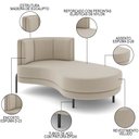 Ver imagem 3 de Chaise Longue Divã 164cm Braço Direito Logus D06 Veludo Bege - Mpozenato