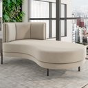 Ver imagem 2 de Chaise Longue Divã 164cm Braço Direito Logus D06 Veludo Bege - Mpozenato