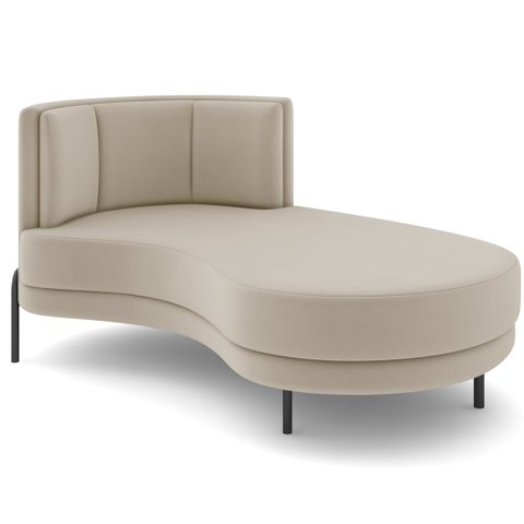 Chaise Longue Divã 164cm Braço Direito Logus D06 Veludo Bege - Mpozenato