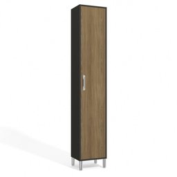 Armário Paneleiro Simples Cozinha Geometric MDP 220 cm 1 Porta 4 Prateleiras Multiuso Preto Marrom - 1