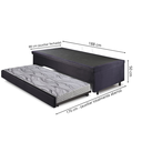 Ver imagem 3 de Bicama Box com Baú Solteiro Suede Preto 88x188 com Colchão Auxiliar Ecoflex