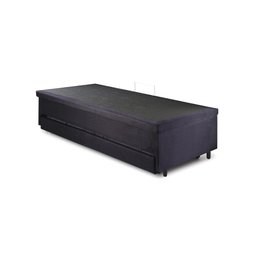 Bicama Box com Baú Solteiro Suede Preto 88x188 com Colchão Auxiliar Ecoflex - 10 Bicama Box com Baú Solteiro Suede Preto 88x188 com Colchão Auxiliar Ecoflex - 10