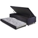 Ver imagem 1 de Bicama Box com Baú Solteiro Suede Preto 88x188 com Colchão Auxiliar Ecoflex