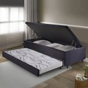 Ver imagem 4 de Bicama Box com Baú Solteiro Suede Preto 88x188 com Colchão Auxiliar Ecoflex