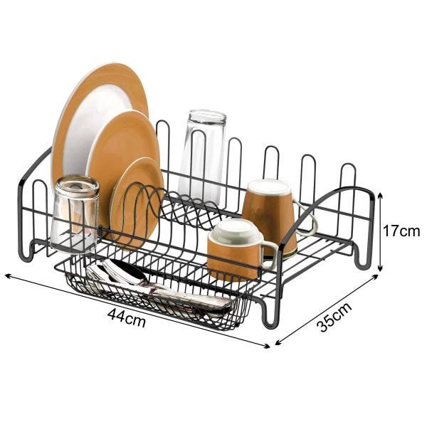Escorredor de Louças Para 11 Pratos e 6 Copos Cozinha Luxo - Ônix - 4