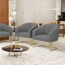 Ver imagem 6 de Cadeira Sala de Jantar Base Industrial Dourado Kit 2 Stella Linho D03 - D’Rossi