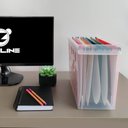 Ver imagem 7 de Kit 2 Caixas Arquivos Transparentes 6 Pastas Suspensas Coloridas Dellocolor Organizadores Escritó