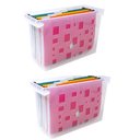 Ver imagem 1 de Kit 2 Caixas Arquivos Transparentes 6 Pastas Suspensas Coloridas Dellocolor Organizadores Escritó