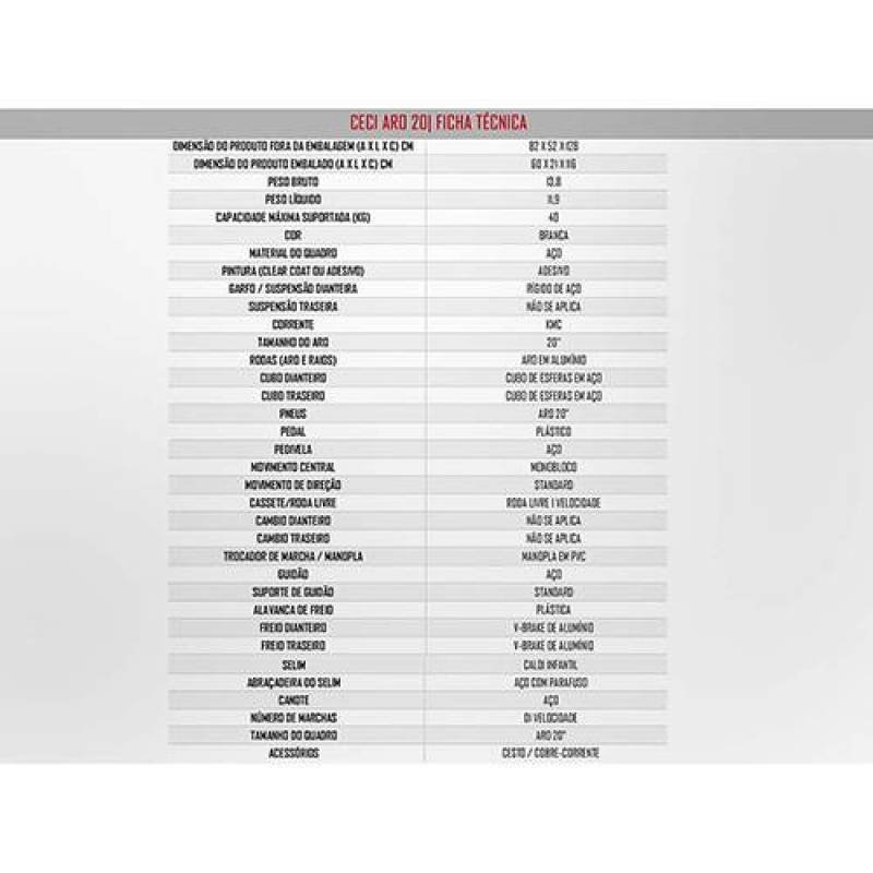 Bicicleta Caloi Ceci - Aro 20 -1v - Branca - 13