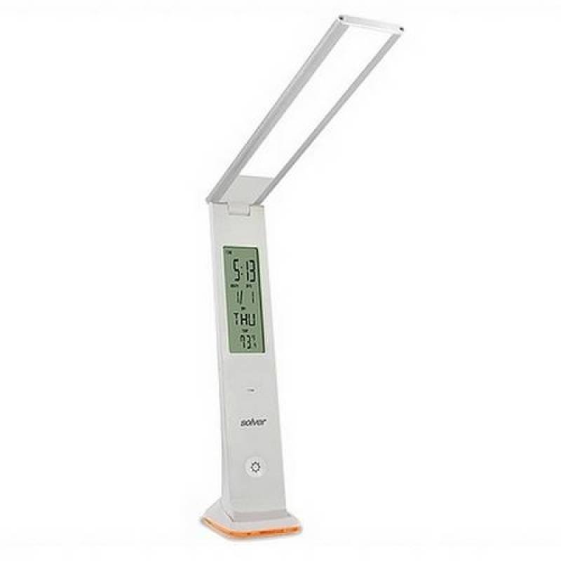 Luminária de Mesa Led Touch com Relógio Prata - Solver Slm-101 - 3
