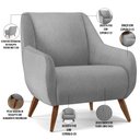 Ver imagem 4 de Poltrona Decorativa Fixa Pés de Madeira Paloma D02 Linho Cinza C-315 - Lyam Decor