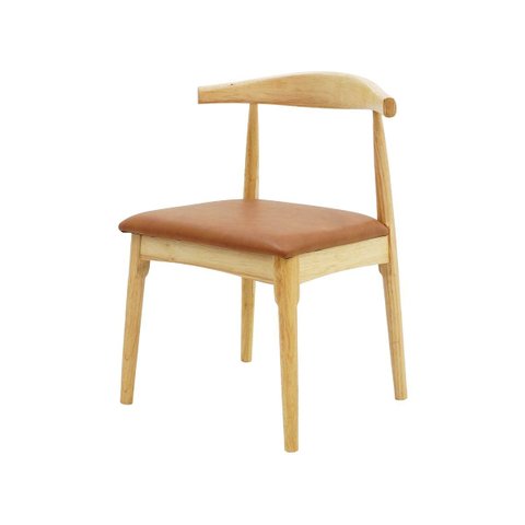 Cadeira de Jantar Estofada Marrom Carina Elbow Base Madeira