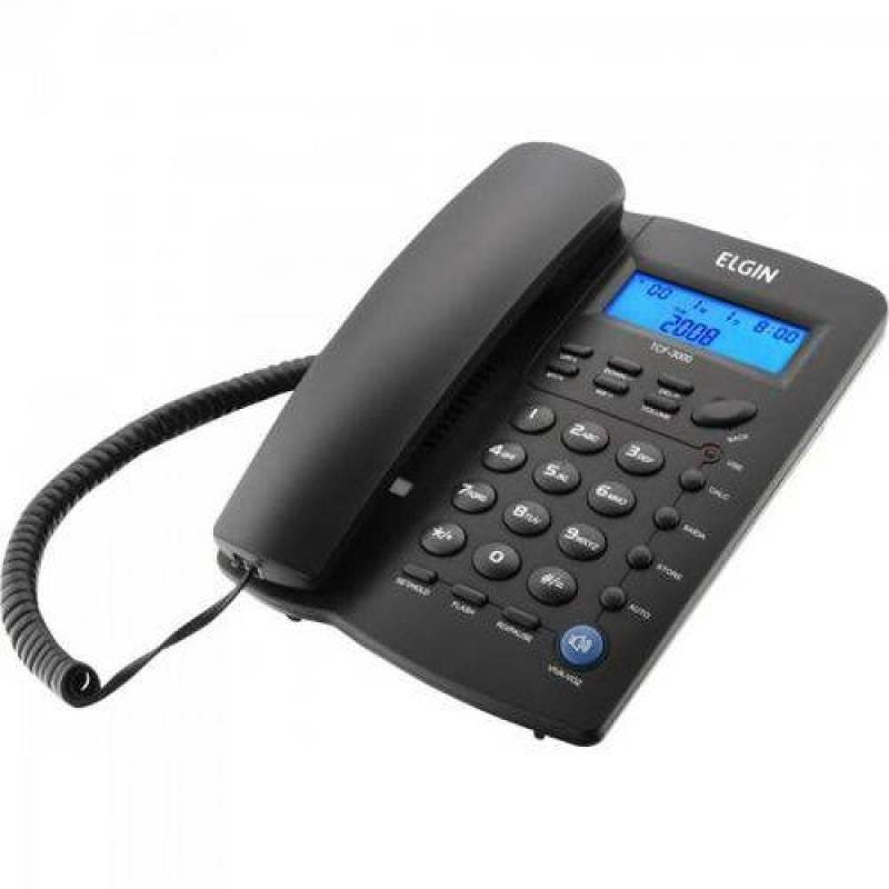 Telefone com Fio Indentificador de Chamadas Agenda para 12 Numeros Tcf 3000 Preto