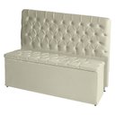 Ver imagem 1 de Kit Cabeceira de Cama Box e Calçadeira Baú Paris Casal 140 Cm Capitonê Suede Porcelana Eli Móveis