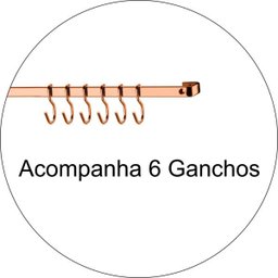 Barra Piatina 45cm Com 6 Ganchos Para Utensílios Multiuso - Cobre - 3