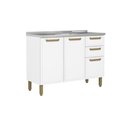 Ver imagem 1 de Balcão de Cozinha C/ Pia Bella C/ 3 Portas e 2 Gavetas 120cm Branco - Bertolini