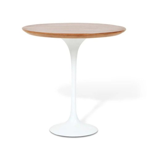 Mesa Lateral Tulipa Saarinen Redonda 51 Cm - Imbuia Base Branca